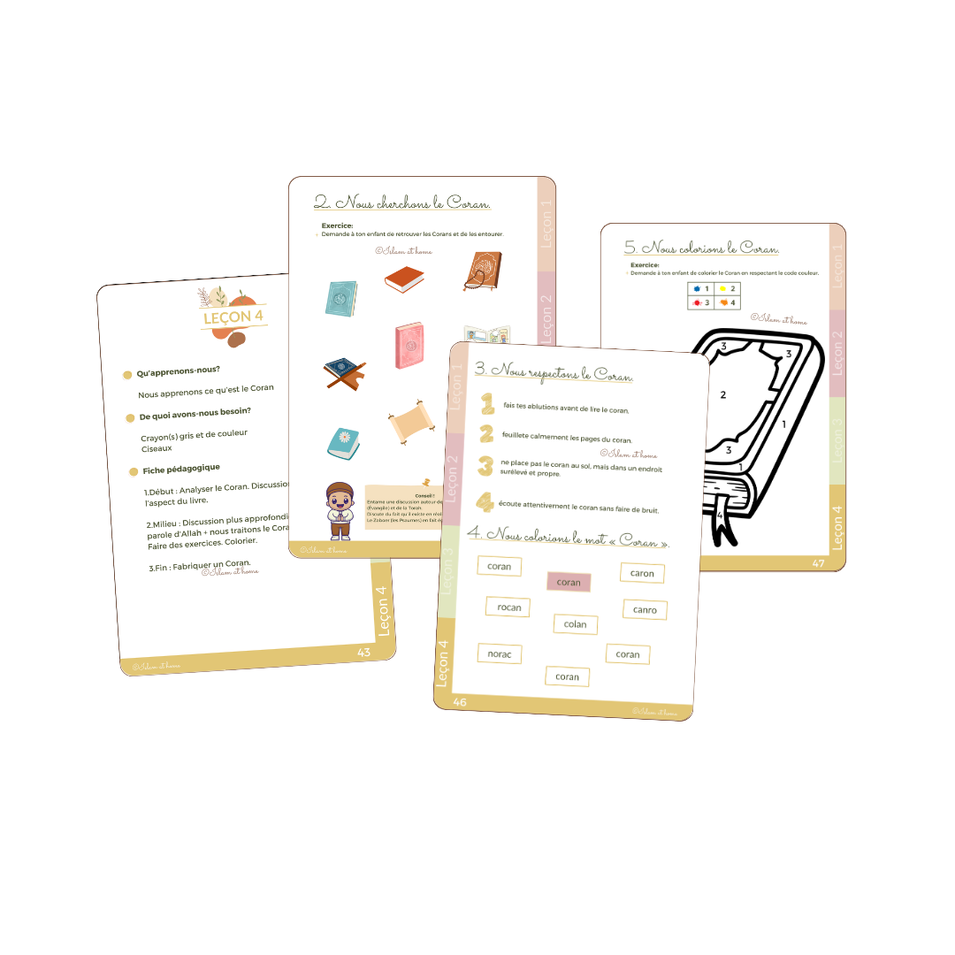 Primaire Mois 1 FR - Cahier d'activités islamiques "Islam at home"