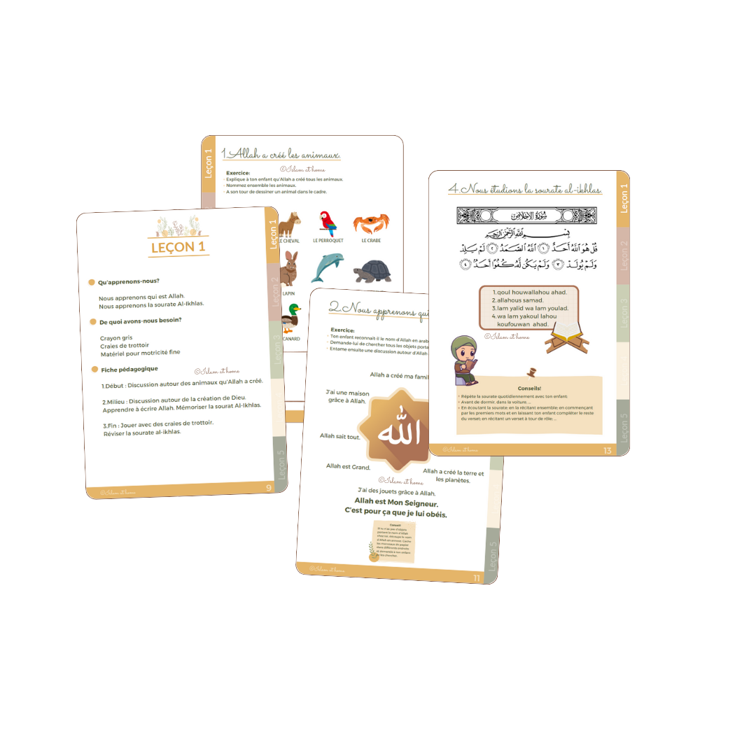 Maternelles Partie 1 - Cahier d'activités islamiques "Islam at home"