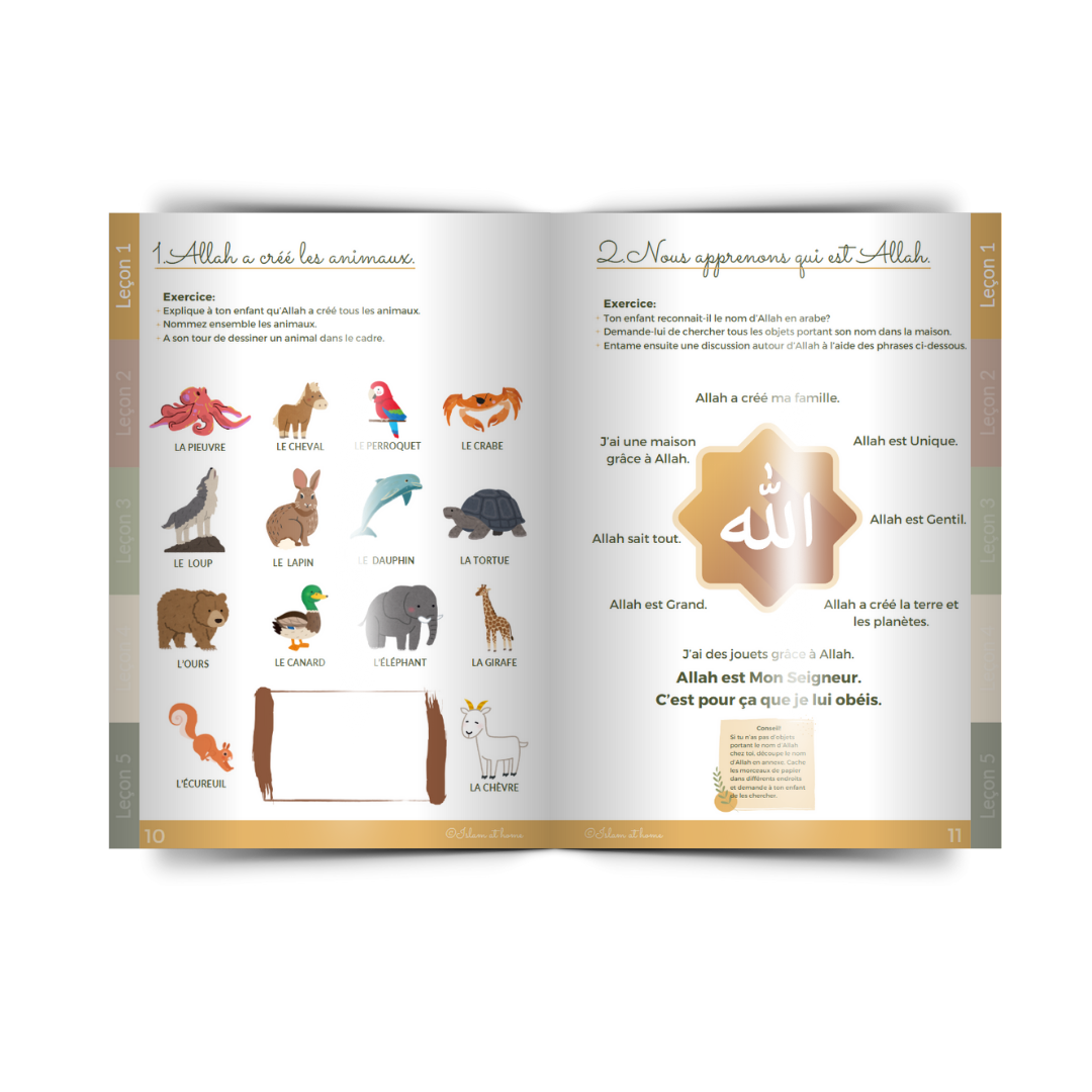 Maternelles Partie 1 - Cahier d'activités islamiques "Islam at home"